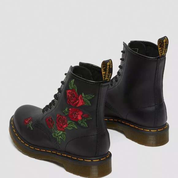 Dr Martens 1460 Vonda 8 Eye Lace Up Rose Embroidered COMBAT BOOTS MENS SIZE 10 - Picture 14 of 16